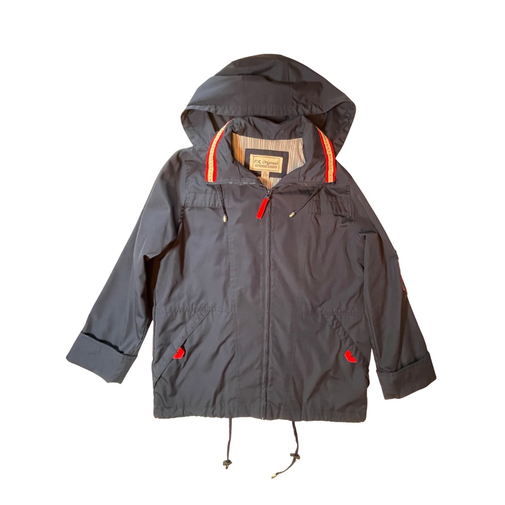 Vintage 90s P.A. Originals Blue Windbreaker Coat M Hood‎ Retro Gorpcore Nautical